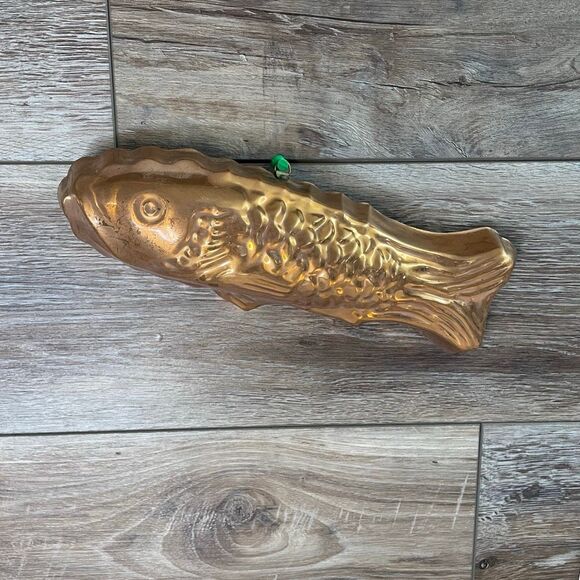 Vtg Copper Fish Mold COPPER Tin Lined Pudding Cake Jelly Wall Hanging 11”LX4”W - Picture 2 of 5